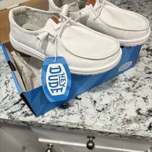 Hey Dude White Moc-Toe Flats